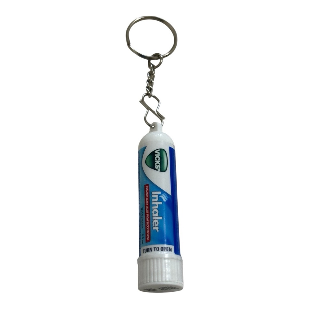 Sealed Blue/White /Red/Green Cylinder Vicks Inhaler and Keychain - Picture 8 of 8